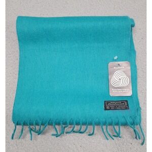 Woolmark Lambswool Scarf Womens 70"x10" Turquoise 100% Pure New Wool Soft Fringe